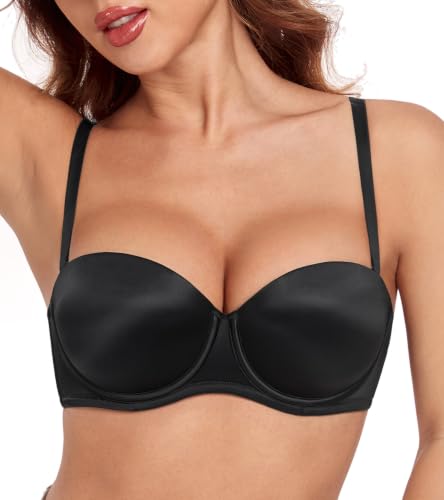 Image of HACI Push up Strapless Bra Thick Padded Demi Underwire Add a Cup Convertible Straps Tshirts Multiway