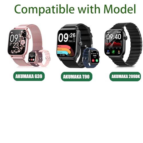 Lamshaw Compatible with AKUMAKA Smart Watch Band, 22mm Fabric Elastic Scrunchie Elastic Watch Band Women Cute Replacement Straps Compatible for AKUMAKA G39, T90, 209DK Smart Watch (Compatible for AKUMAKA G39, T90, 209DK Watch, Black)