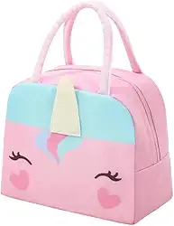 Lancheira Térmica Infantil Com Desenho 3D Bolsa Escolar Impermeável com Alça Resistente (Rosa (Unicórnio))
