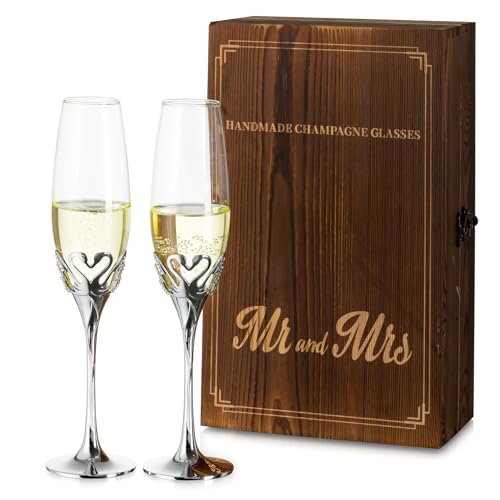 Coppia Calici Champagne Matrimonio Con Incisione Mr And Mrs - Vetro, 24cm - Foto 12
