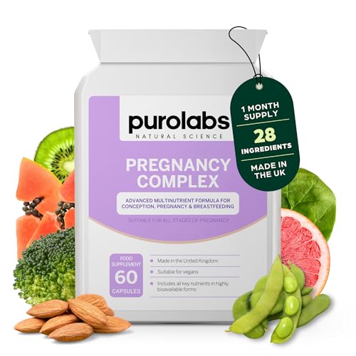 Purolabs Pregnancy Complex | Pregnancy Vitamins for Women with Folic Acid & Vitamin D | Prenatal Multivitamin for Pregnancy, Conception and Breastfeeding | 60 Vegan Capsules | Made in The UK