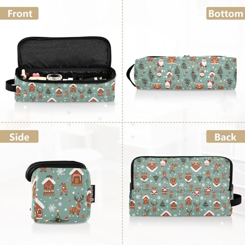 Bolsa de viaje resistente al calor y tapete para planchas y rizadores de cabello con diseño navideño de mármol Winter Design, organizador portátil para herramientas de cuidado capilar miniatura 5