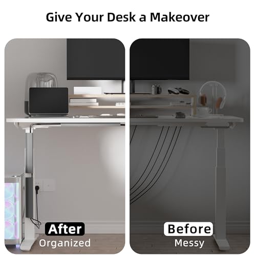 Image of YECAYE 94.2 in Cable Management Under Desk,Easy Install Adhesive Mount Cord Hider,Cord Organizer,Wire Management,Wire Hider for Office Organization,Child & Pet Proof,Grey (Pack of 2)