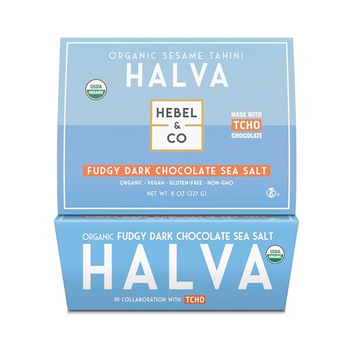 HEBEL & CO Fudgy Dark Chocolate Sea Salt Halva - 8 oz | Certified USDA Organic, Gluten Free, Kosher & Vegan