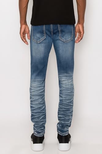 Mens Creased Biker Denim Jeans4