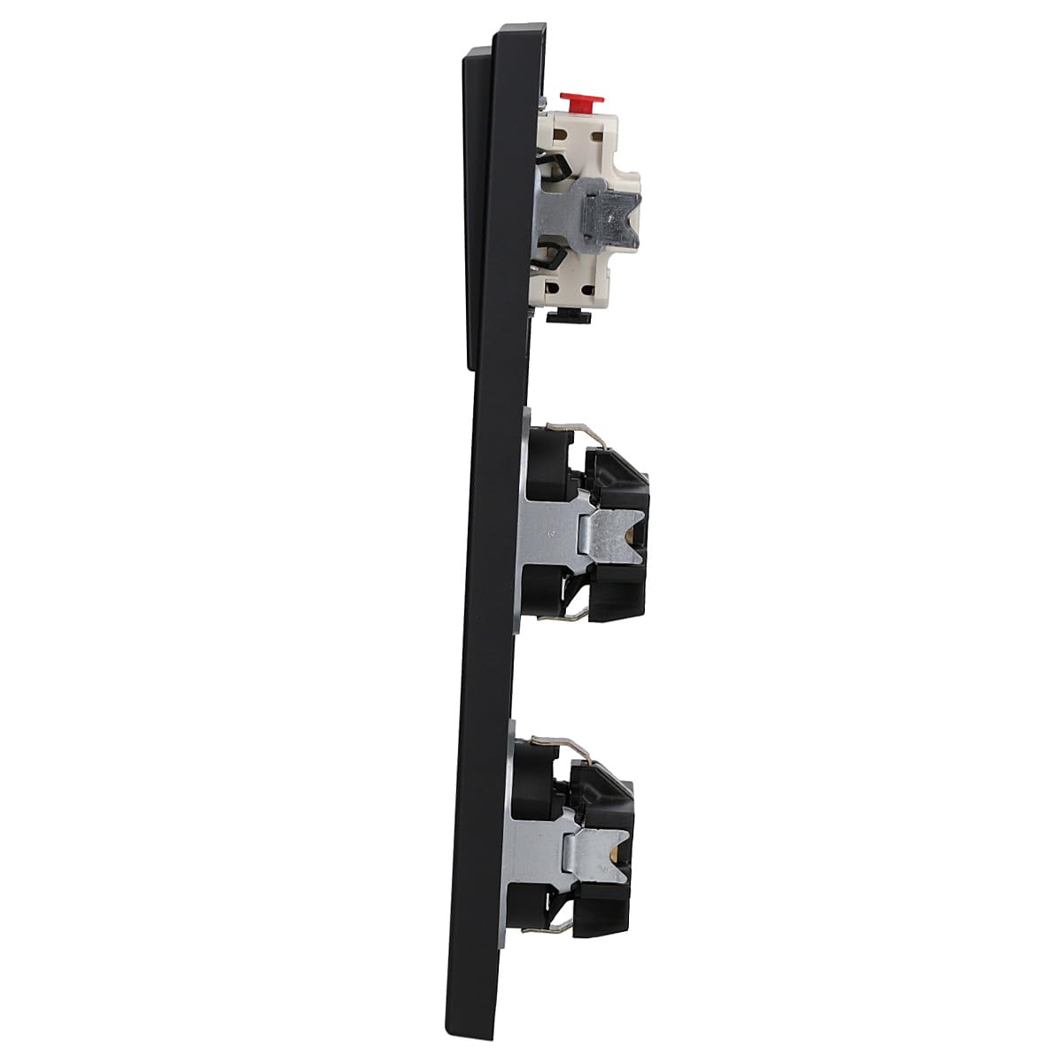 JUNG Serie LS Schalter + 2x Steckdosen Safety Set Graphitschwarz Matt | mit 506U Wippschalter Universal, 2x LS1520KISWM SCHUKO Steckdosen m. Berührungsschutz, LS990SWM Wippe, LS983SWM Rahmen 3-fach