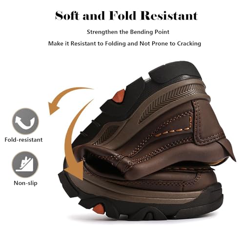 Men's Slip On Leather Shoes, Walking Loafers Lightweight Casual Sneakers, Outdoor Comfortable Hiking Shoes, for Travel, Camping, Running4