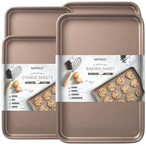 Non-Toxic Nonstick Baking Sheets 4- Piece Set | Half Baking Sheets | 10×15 inch Cookie Sheets Sheet Pans