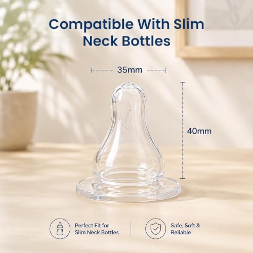 Image of StarAndDaisy Pack of 4 Silicone Medium Flow Nipples for Baby Bottles 3+ Months | BPA Free Anti-Colic Feeding Bottle Nipples | Soft Baby Bottle Teat Replacement for Infants