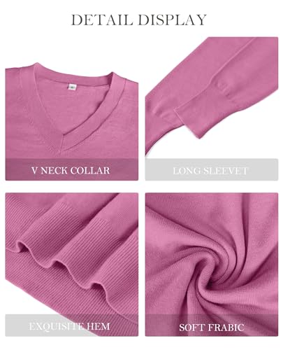 Image of Women's Spring Sweaters 2026 Casual Long Sleeve Pullover V Neck Lightweight Sweatshirts Cute Blouse Tops