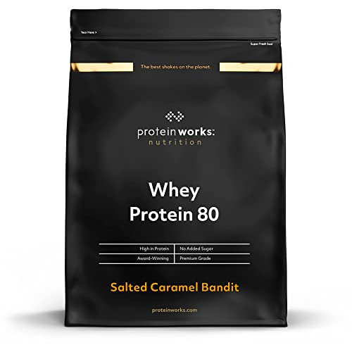 Protein Works - Whey Protein 80 (Konzentrat), Kalorienarmer Proteinshake, Whey Protein Shake, 16 Shakes, Salted Caramel, 500g