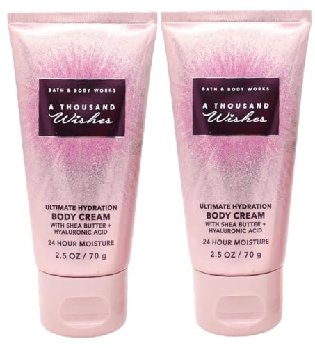 Bath and Body Works Travel Cream 2.5 oz - Pack of 2 (A Thousand Wishes)