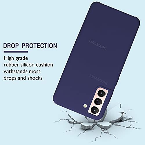 Image of LIRAMARK Liquid Silicone Soft Back Cover Case for Samsung Galaxy S21 (Midnight Blue)