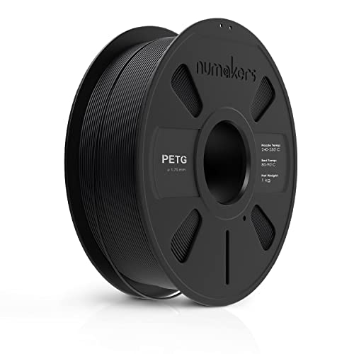 Image of NUMAKERS PETG 3D Printer Filament, 1.75mm, Dimensional Accuracy + /- 0.05 mm, 1 kg Spool (2.2 lbs), Compatible with Most FDM Printers (Pitch Black)