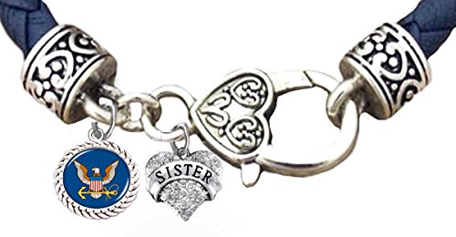Navy Sister, Leather Bracelet, Navy Bracelet, US Navy Bracelet, Navy Jewelry, Hypoallergenic-Safe, No Nickel, Lead, Or Poisonous Cadmium In Bracelet