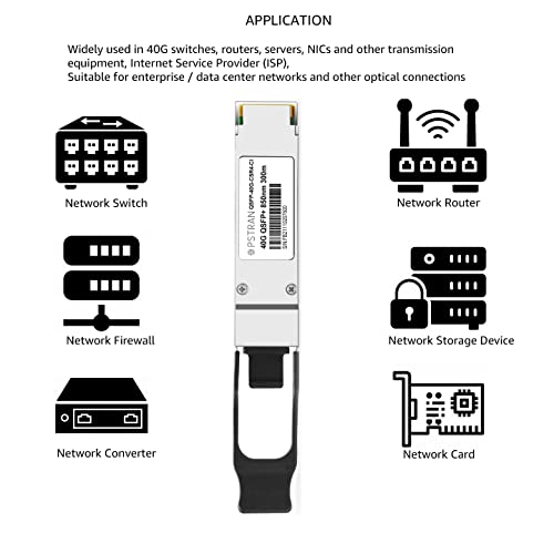 Image of 40GBASE-CSR4 QSFP+ Optical Transceiver Module Compatible with Cisco QSFP-40G-CSR4 Meraki MA-QSFP-40G-CSR4 850nm 400m DDM MPO-12 /UPC MMF
