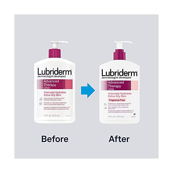 Lubriderm Advanced Therapy Fragrance Free Moisturizing Hand & Body Lotion + Pro-Ceramide with Vitamins E & Pro-Vitamin B5, Intense Hydration for Extra Dry Skin, 16 fl. oz, 2 Pack