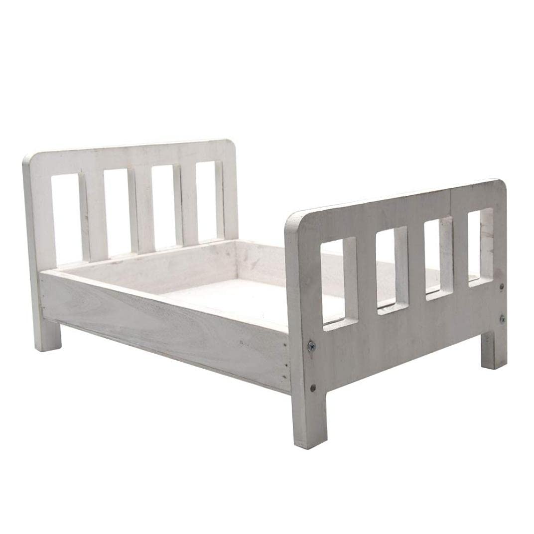 Props de fotografía de recién nacidos, fondo de cama de madera, fondo de fotos de bebé, cama de madera pequeña de bricolaje, cama extraíble, accesorios de accesorios de cuna de estudio, fondo de cama