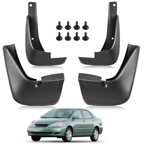 BDFHYK Mud Flaps Splash Guards High Temperature Resistance Front & Rear Side Mud Guards PP and TPO Material Compatible with Toyota Corolla 2003-2008 (Sedan Only) 9th Gen 4 Pcs Black