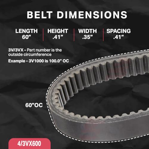 Image of BESTORQ 4 /3VX600 Rubber V-Belt, Banded /Cogged, Black, 60 inch Length x 1.624 inch Width x 0.41 inch Height