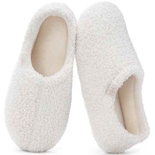 HomeTop Women's Fuzzy Curly Fur Memory Foam Loafer Slippers Bedroom House Shoes with Polar...