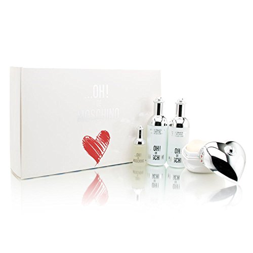 Oh de Moschino by Moschino for Women 4 Piece Set Includes: 0.13 oz Eau de Toilette + 0.8 oz Shower Gel + 0.8 oz Body Milk + 25g Soap w/dish