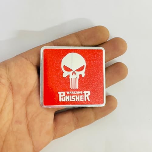 Image of Emblems for Car & Bike Metal Lo.go and Grill Me.tal Lo.go, Auto Accessories for Car Emblem 3D Badge Auto Racing Sport Sticker Grand Tourer Decal. (Chrome RED Square Slim Punisher)