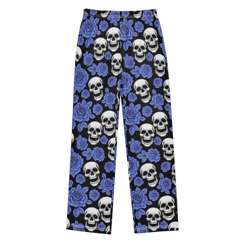 J JOYSAY Skull Purple Flowers Pajamas Pants Soft Long Pajama Bottoms Lounge Sleep Pants Size S-XL