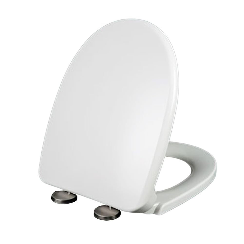 Tapa WC Universales En Forma De D, Asiento para Inodoro Liberación Rápida con Cierre Suave, Fijación Superior, Bisagras Ajustables De 360°, Tapa De Baño WC Forma De D,E 34 * 42cm
