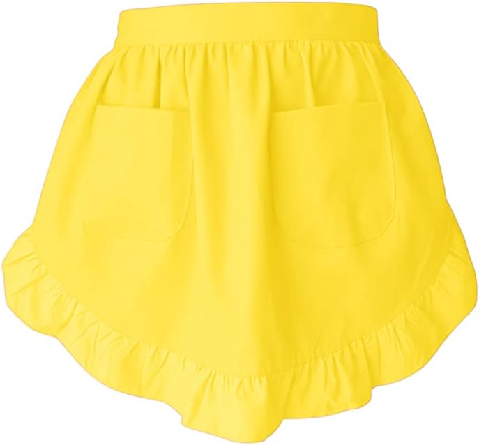 Delantales de cintura para mujer con bolsillos blancos, mitad de servidor, camarera en casa, delantal vintage para cocina