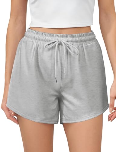 Buauty Women's Sweat Shorts Summer Lounge Cotton Drawstring SweatShorts Cute Fleece Athletic Running Shorts with Pockets