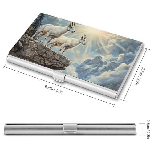 Goats Lambs Snow Mountain River Business Card Holder Slim Credit Case Pocket Name Case Wallet for Men Women2