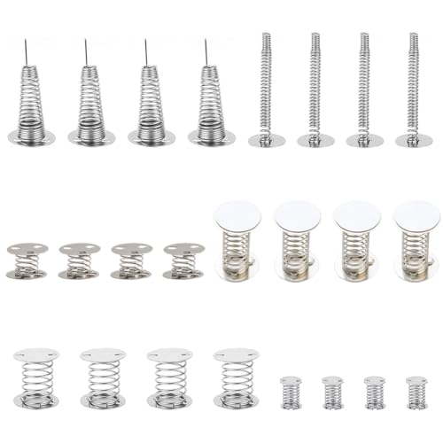 CHGCRAFT 24Pcs 6 Sizes Spiral Wobbles Spring Head Doll Spring Base Self Adhesive Plaything Spring Base for DIY Shaking Head Doll Head Doll, 15~56x1~25mm, Stainless Steel Color