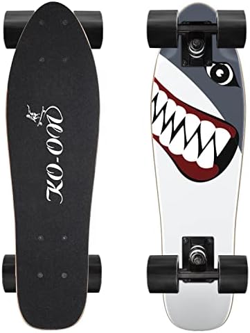 KO-ON Skateboard Complete Skateboards 22 Inch Mini Cruiser Skateboards for Beginners Kids Boys and Girls (Shark)