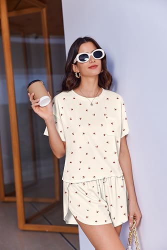 Image of Ekouaer Womens Pajama Sets Sexy Lounge Sets Side Split Short Pj Sets Cute Pjs 2 Piece Comfy Sleepwear Loungewear