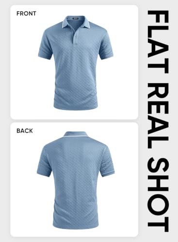 Image of JMIERR Mens Casual Polo Shirt Short Sleeve Vacation Button Summer Beach Knit Stretchy Golf Shirts