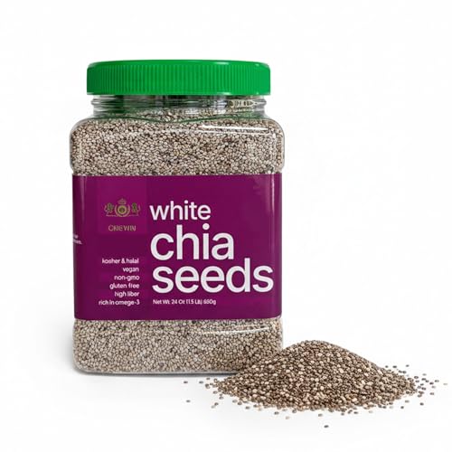 Golden Crown White Chia Seeds - Gluten Free, Non GMO, Kosher & Vegan Chia Seeds- Mild Flavor Suitable for Chia Puddings, Smoothies, Baking, Oatmeal, Yogurt, Sauces & Everyday Cooking, 24 Oz (1.5 Lb)