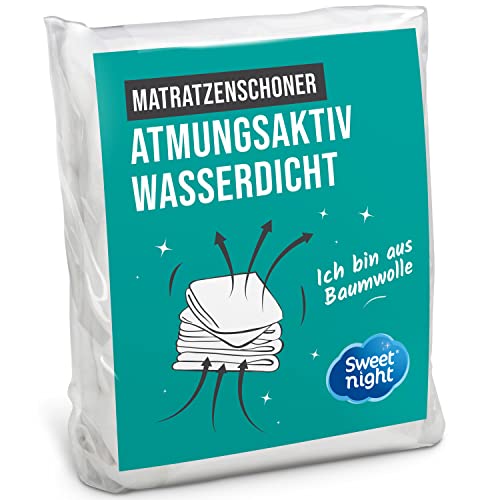 Sweetnight - Matratzenschoner 180x200 cm | Baumwoll | Wasserdichte und saugfähig Matratzenauflage | Leise und atmungsaktiv | Geeignet für dicke Matratzen, Weiß