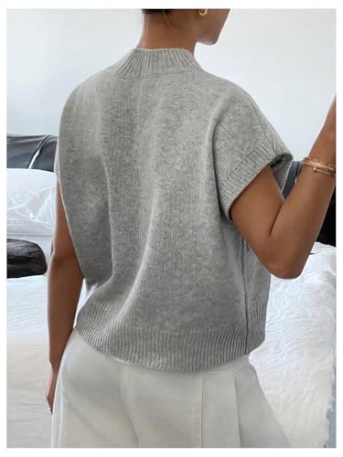 WDIRARA Women's Bow Sweater Vest Mock Neck Dolman Sleeve Pullover Knitwear2