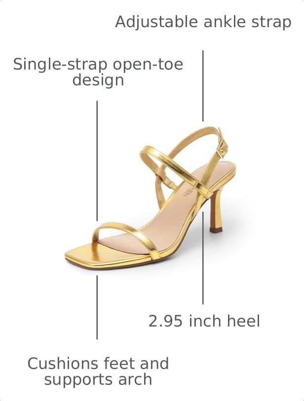 Image of DREAM PAIRS Womens Slingback Heels Square Open Toe Strappy Sandals Ankle Strap High Heeled Dressy Shoes