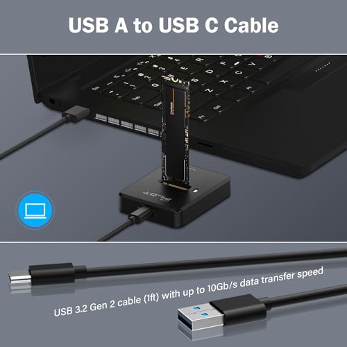 Image of M.2 NVMe SATA to USB C Dock 10Gbps SSD Reader M2 External Adapter | M /B+M Key PCIE and NGFF SSD Docking for External Storage & Data Recovery, Size for 2230-22110 Enclosure, Laptop, PC - Plastic