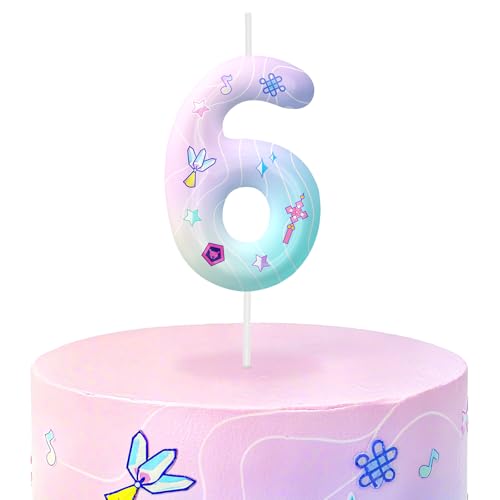 Image of Pink Number 6 Birthday Candles, Cartoon Themed Cake Toppers for Boys Girls Cake Decorations, Birthday Decorations Party Supplies, Number Candles for Party Decor