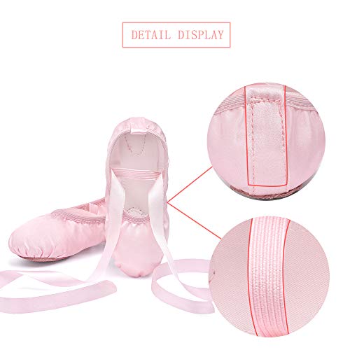 image for STELLE Girls Ballet Dance Shoes Satin Slippers Gymnastics Flats Split 