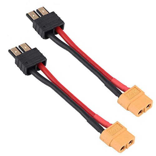 2PCS ShareGoo 12AWG Male TRX Traxxas to Female XT60 Connector Adapter Silicone Cable for RC LiPO NiMH Battery Charger ESC,10CM/3.9