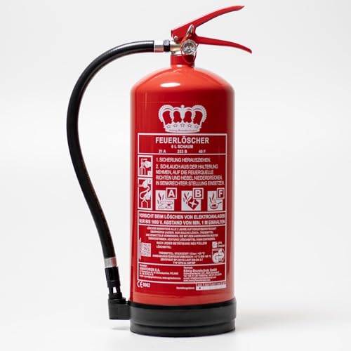 Fettbrandlöscher 6 Liter Dauerdruck mit Manometer 10 LE nach DIN EN 3