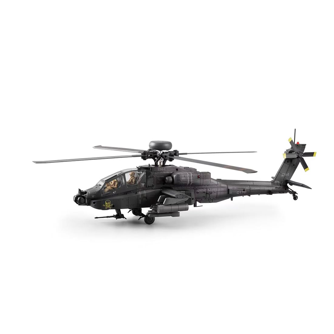 RC ERA C170 AH-64D Apache RC Hubschrauber 1/48 2.4GHz 6CH Flybarless Modell mit Optical Flow TOF Höhenhaltung Brushless Motor(Dunkelgrau/3 Batterien)