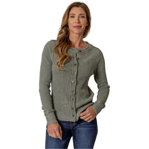 Kimes Ranch Women's Bella Cardigan – Waffle Knit, Button-Front, 100% Cotton, Vintage Wash