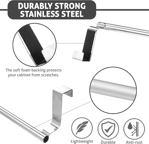 Over the Door Towel Rack – Drilling-Free Stainless Steel Towel Holder for Kitchen and Bathroom – 23.5cm Anti-Slip Design - Image 3
