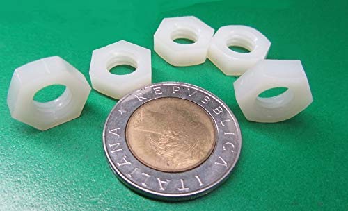Natural Nylon 6/6 Hex Nuts RH 5/16"-18 Thread x 33/64 W x 3/16 H 50 Pcs