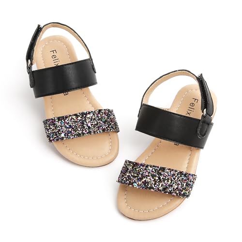 Image of Felix & Flora Toddler Girl Sandals - Little Girl Easter Dress Shoes Lightweight Open Toe Beach Holiday Flats